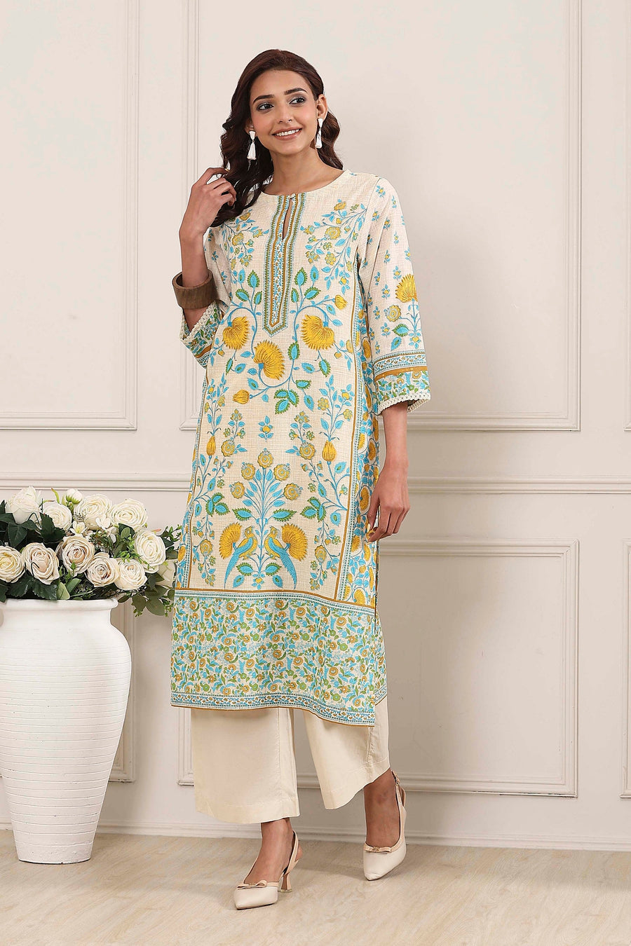Off-white cotton kurta