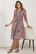 Brown Paisley Printed Straight Kurta
