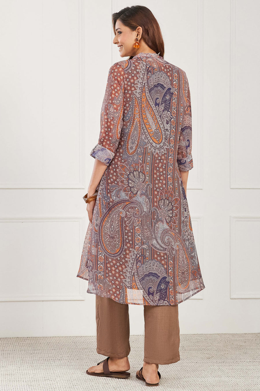 Brown Paisley Printed Straight Kurta - image 4
