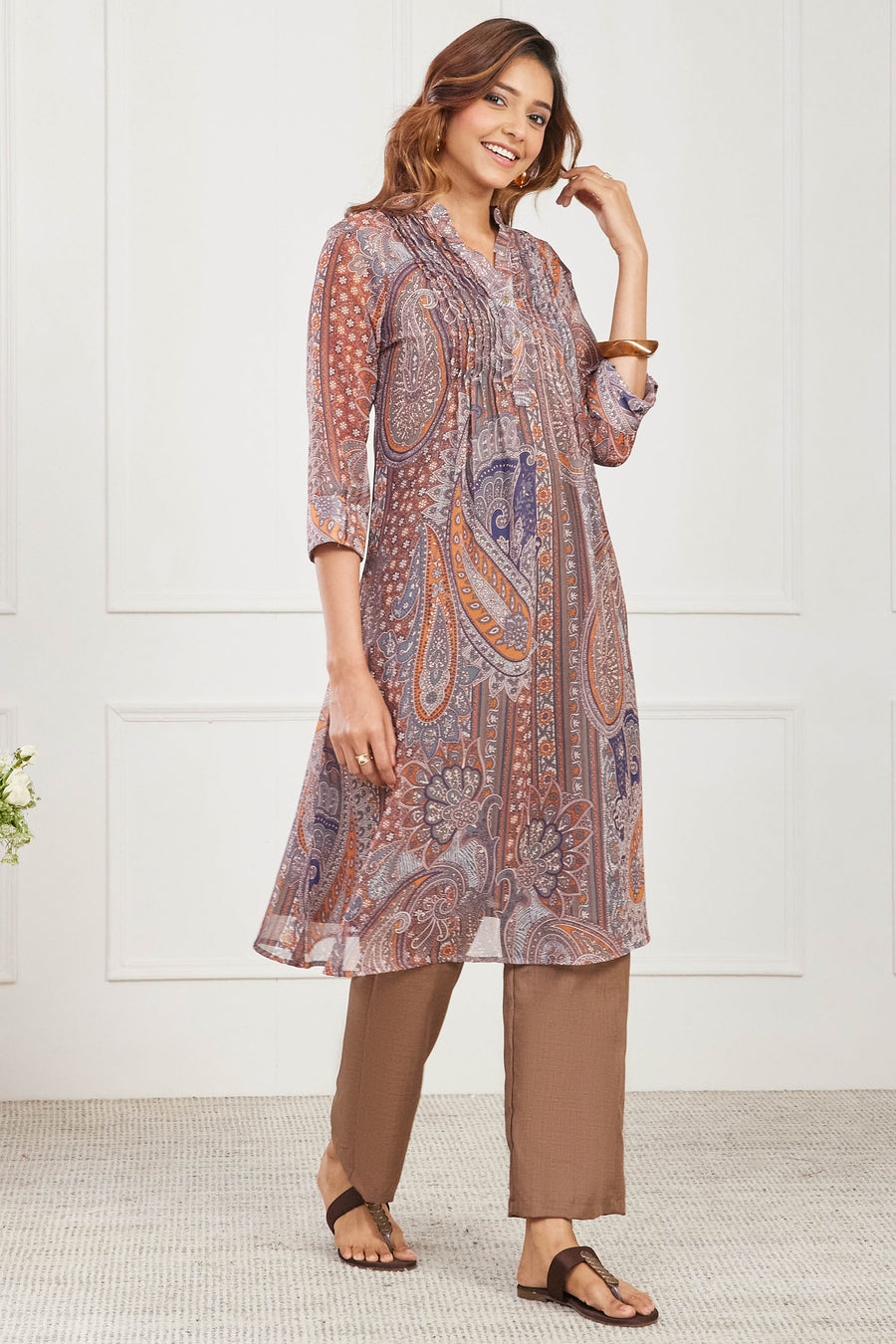 Brown Paisley Printed Straight Kurta - image 5