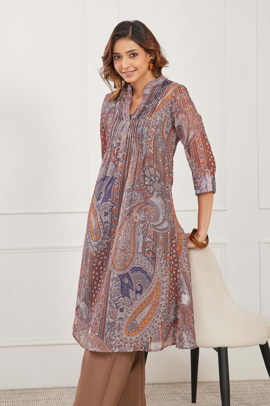 Brown Paisley Printed Straight Kurta - image 6