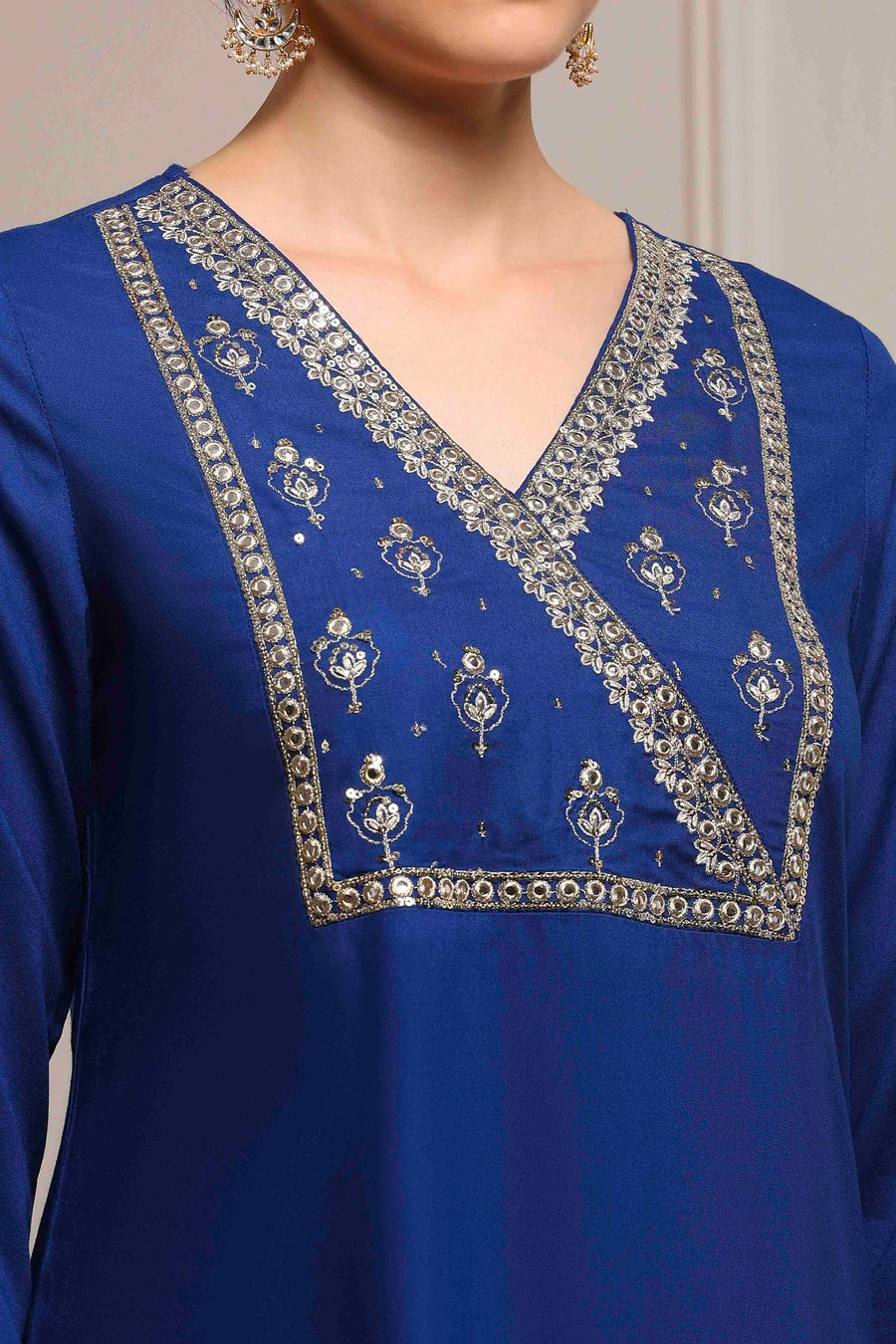 Blue Viscose Rayon Straight Dyed Kurta - image 2