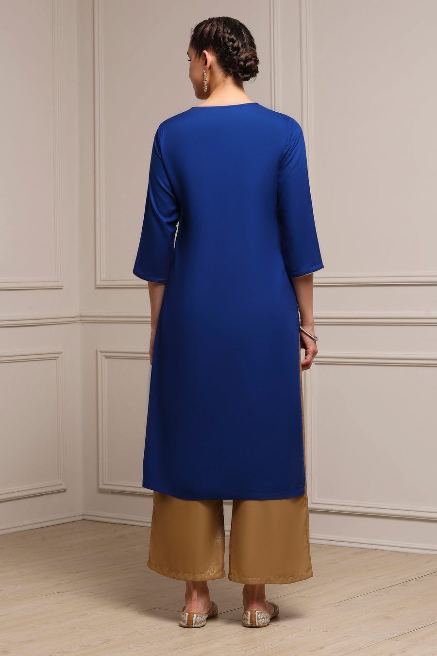 Blue Viscose Rayon Straight Dyed Kurta - image 4