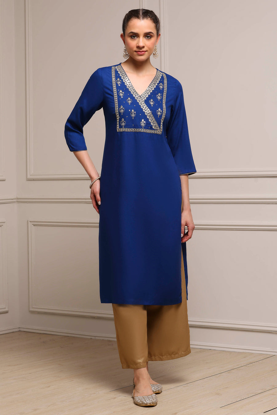 Blue Viscose Rayon Straight Dyed Kurta - image 7