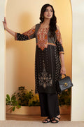 Black Viscose Rayon Printed Straight Kurta