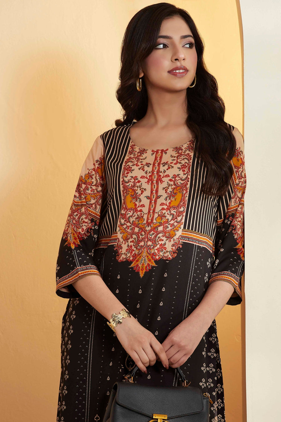 Black Viscose Rayon Printed Straight Kurta - image 2