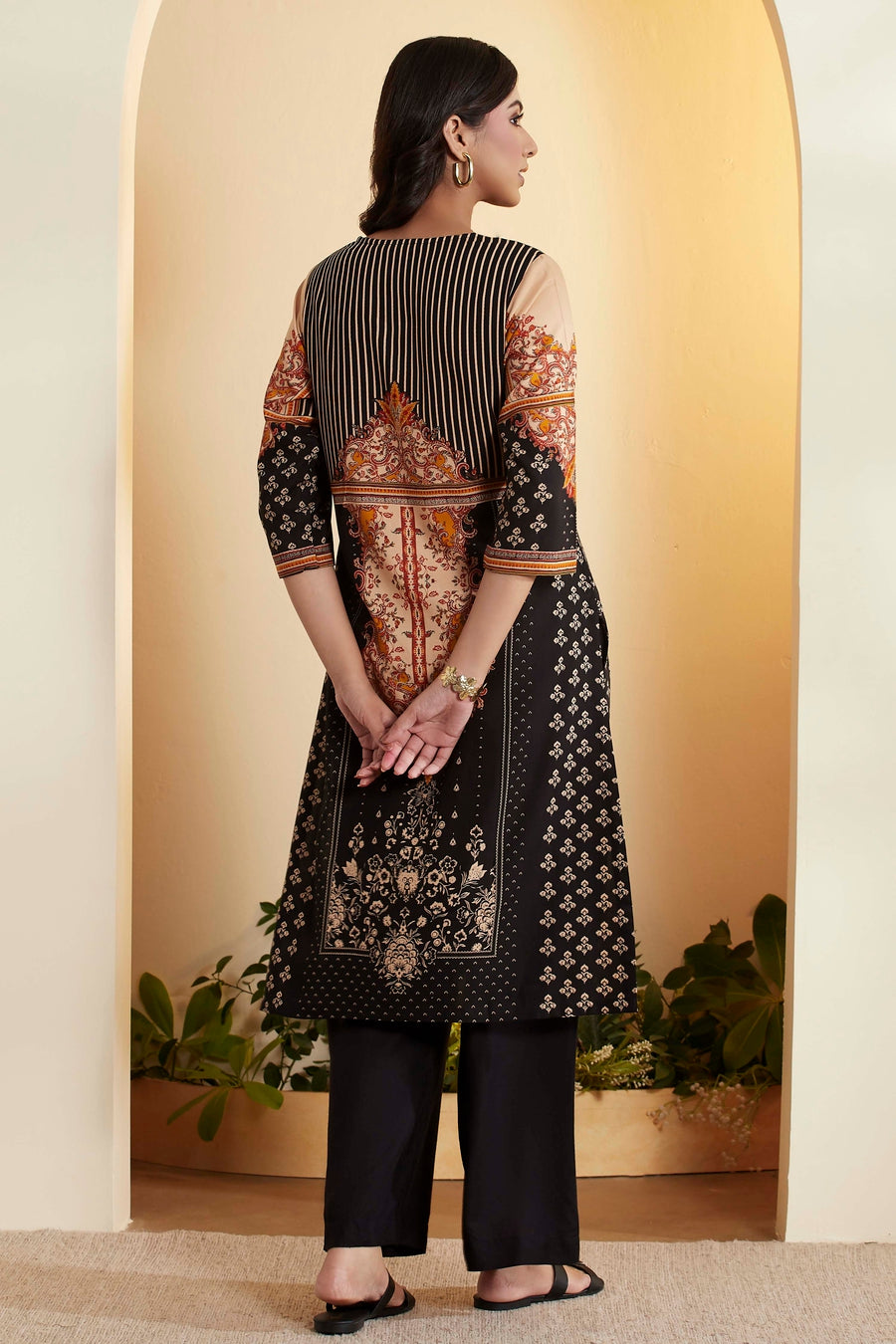 Black Viscose Rayon Printed Straight Kurta - image 5