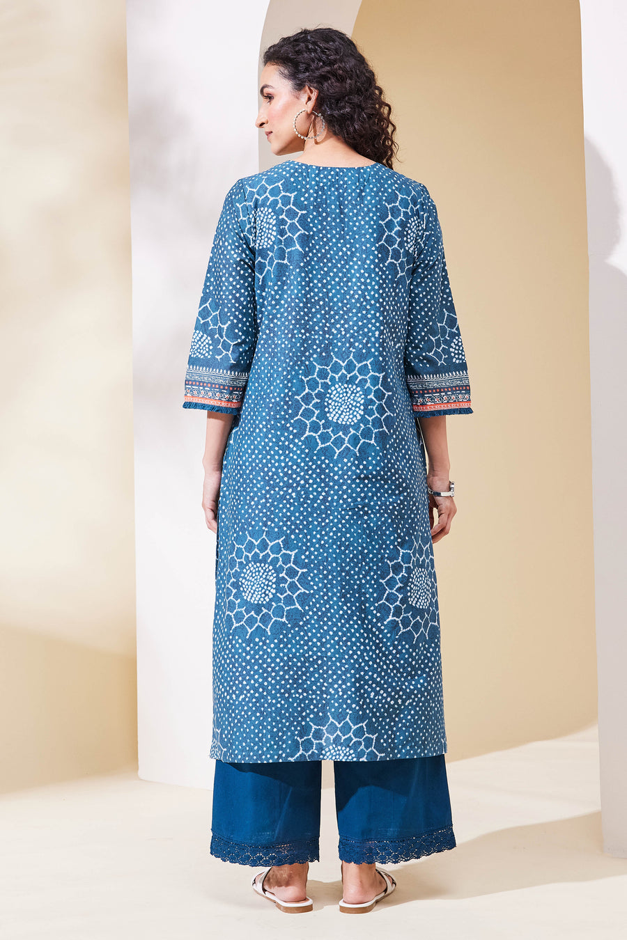 Teal Cotton Straight Kurta - image 4