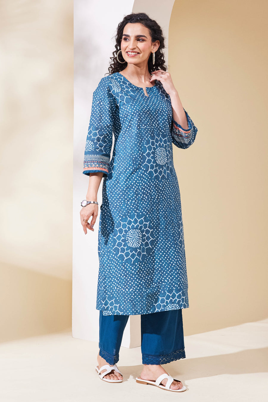 Teal Cotton Straight Kurta - image 5