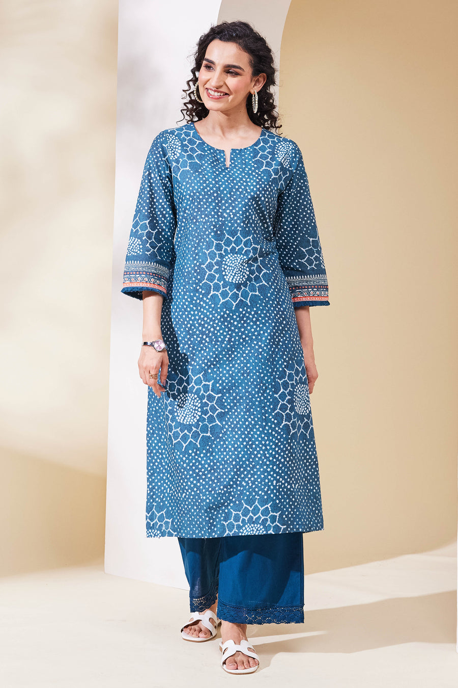 Teal Cotton Straight Kurta - image 6