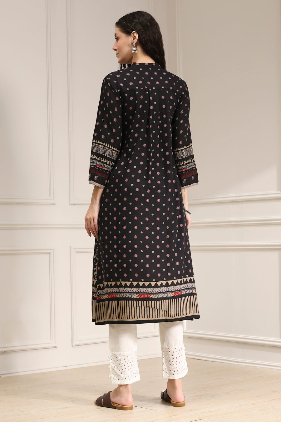 Black Printed Straight Kurta - image 4