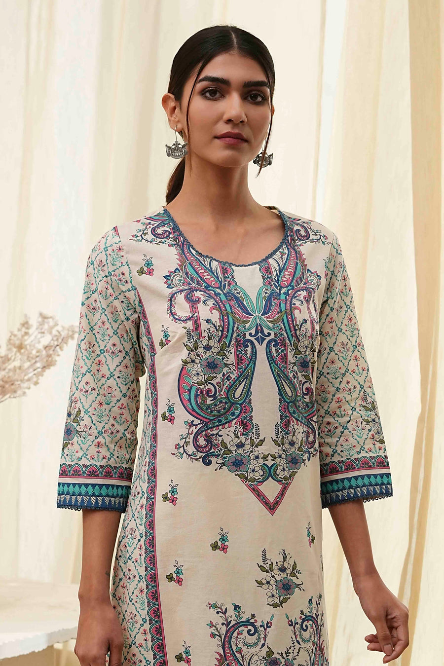 Blue Pure Cotton Printed Straight Kurta - image 2