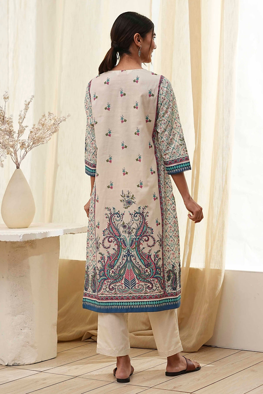Blue Pure Cotton Printed Straight Kurta - image 4