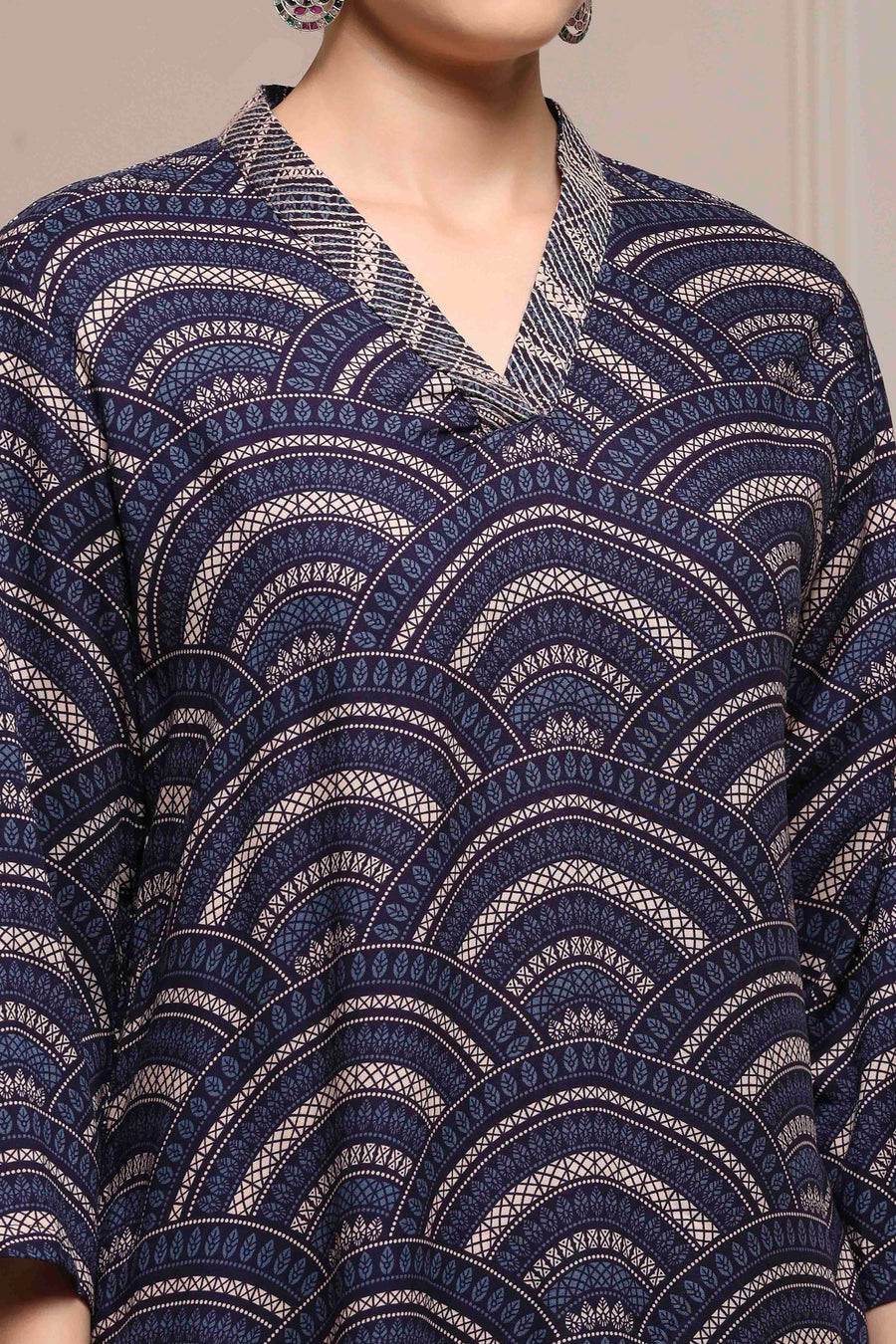 Indigo Blue Viscose Rayon Printed Straight Kurta - image 2
