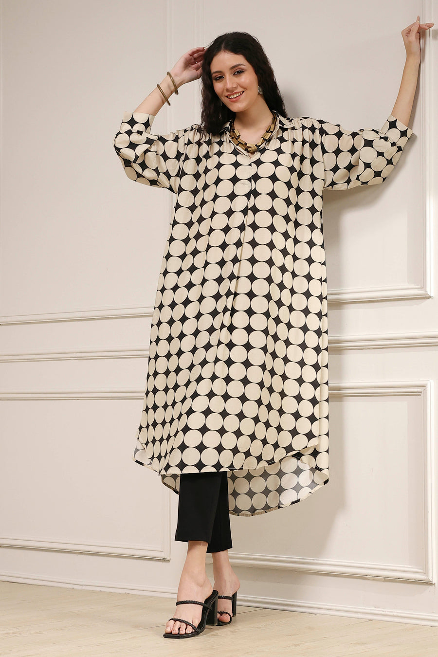 Ivory Printed A-Line Kurta