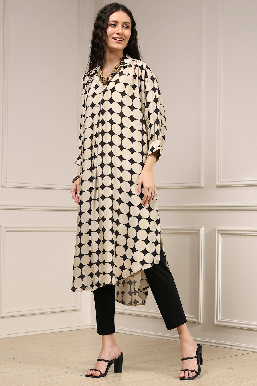 Ivory Printed A-Line Kurta - image 3