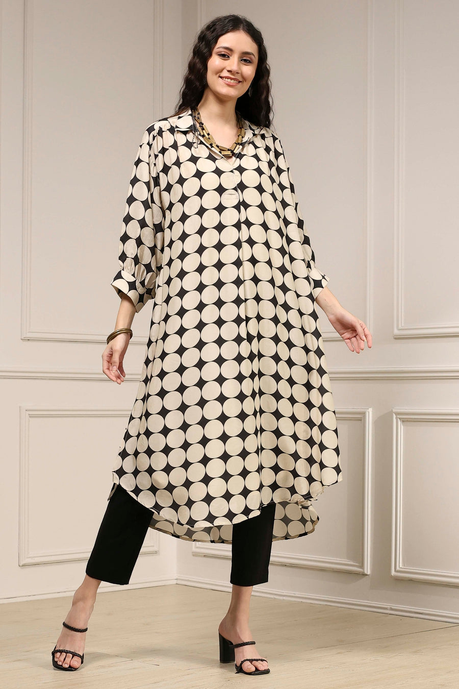 Ivory Printed A-Line Kurta - image 5
