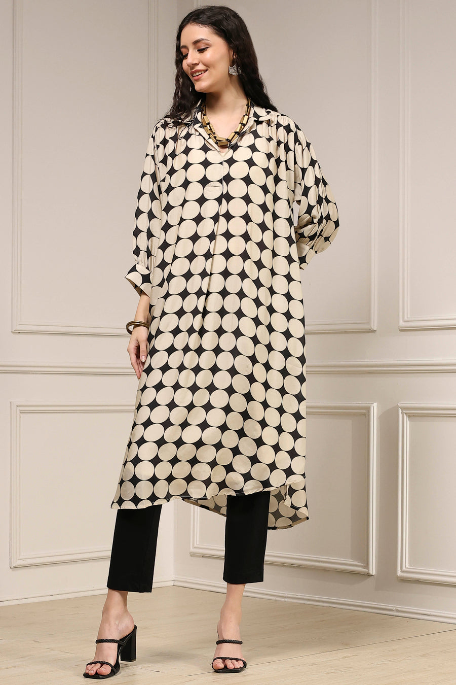Ivory Printed A-Line Kurta - image 6