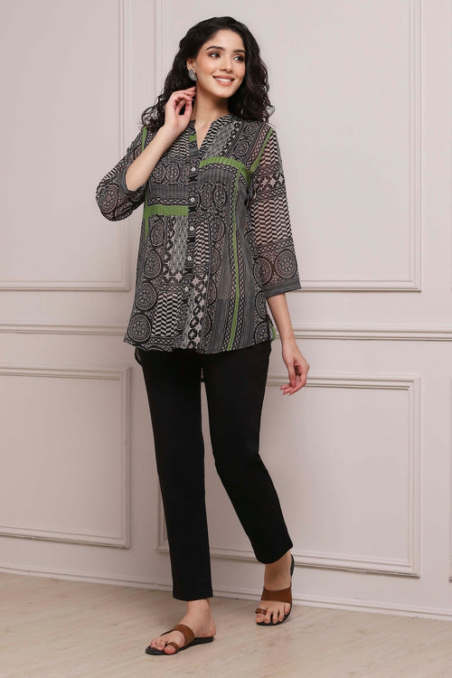 Black Art Silk Straight Kurta with Inner