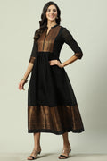 Black Yarn-Dyed Flared Kurta