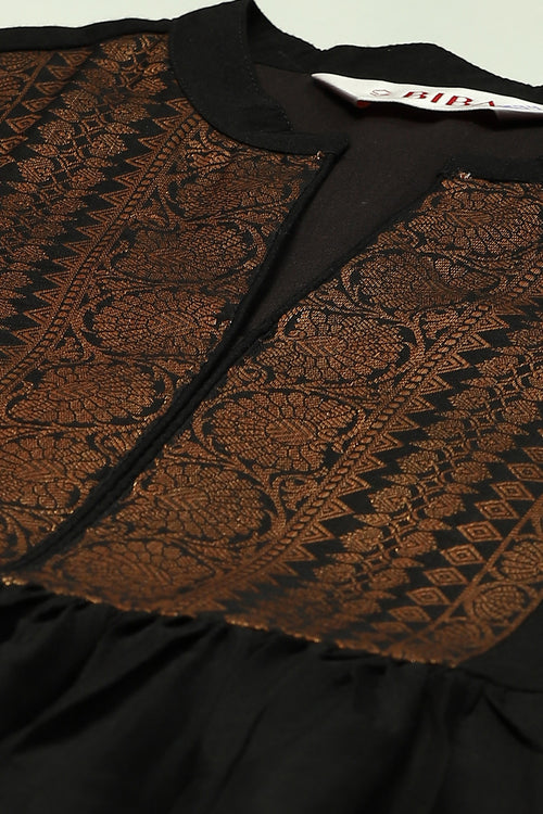 Black Yarn-Dyed Flared Kurta - image 2