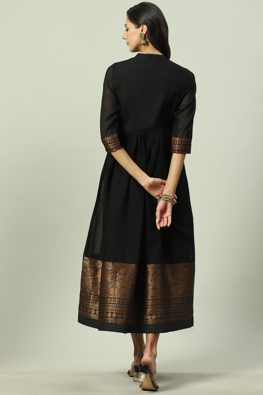 Black Yarn-Dyed Flared Kurta - image 4